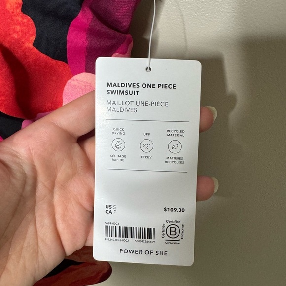 Athleta pink floral Maldives one piece swimsuit NWT Small - Picture 4 of 7